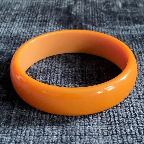 Chunky Bangle Bakelite Bracelet Caramel Butterscotch Orange Plastic - Picture 5 of 9